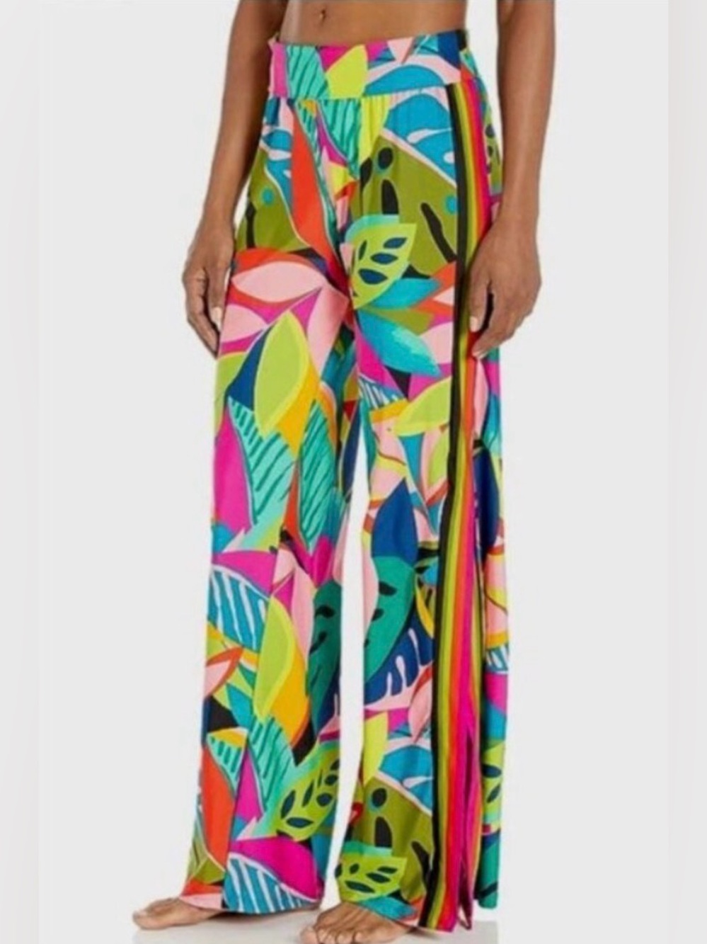 Trina Turk Multicolor Leaf-Print Wide Leg Pants
